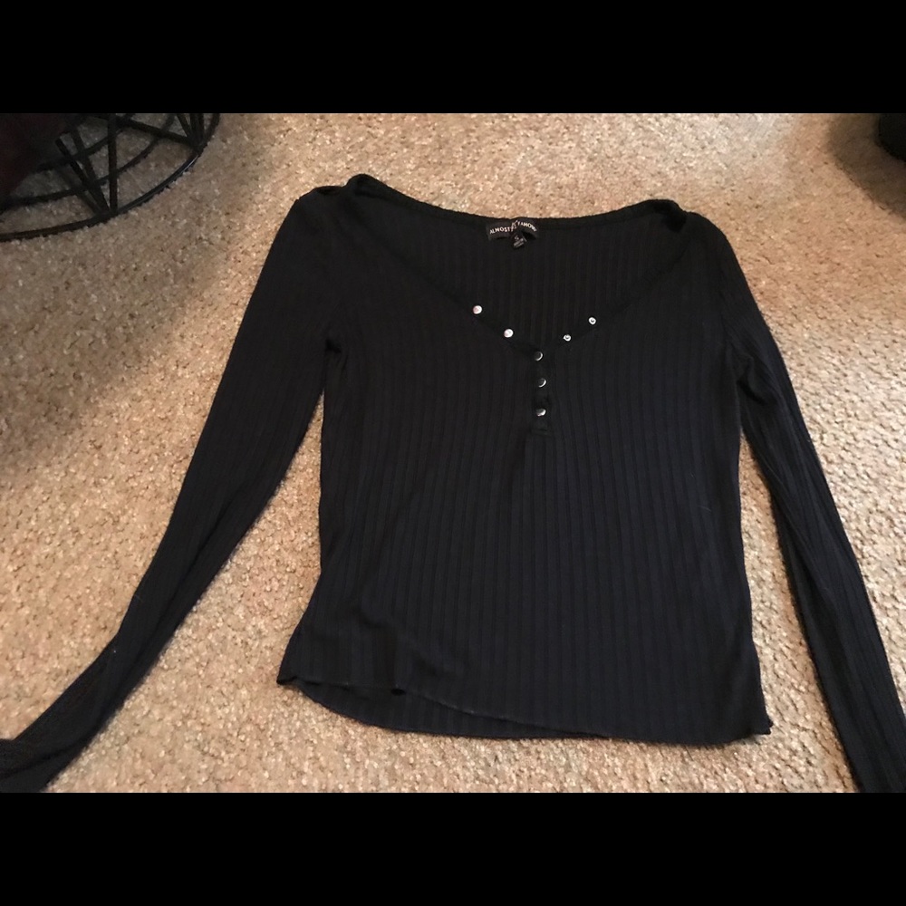 Women’s Black Long Sleeve Crop Top Size Small